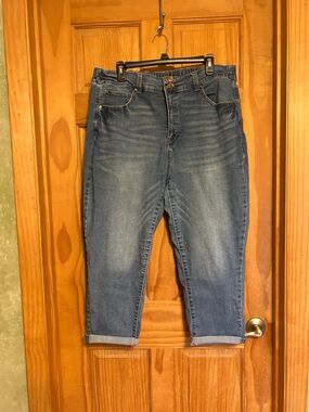 Terra & Sky Dark  Blue Denim Cropped Jeans Size 1X(16W-18W) Inseam 23”